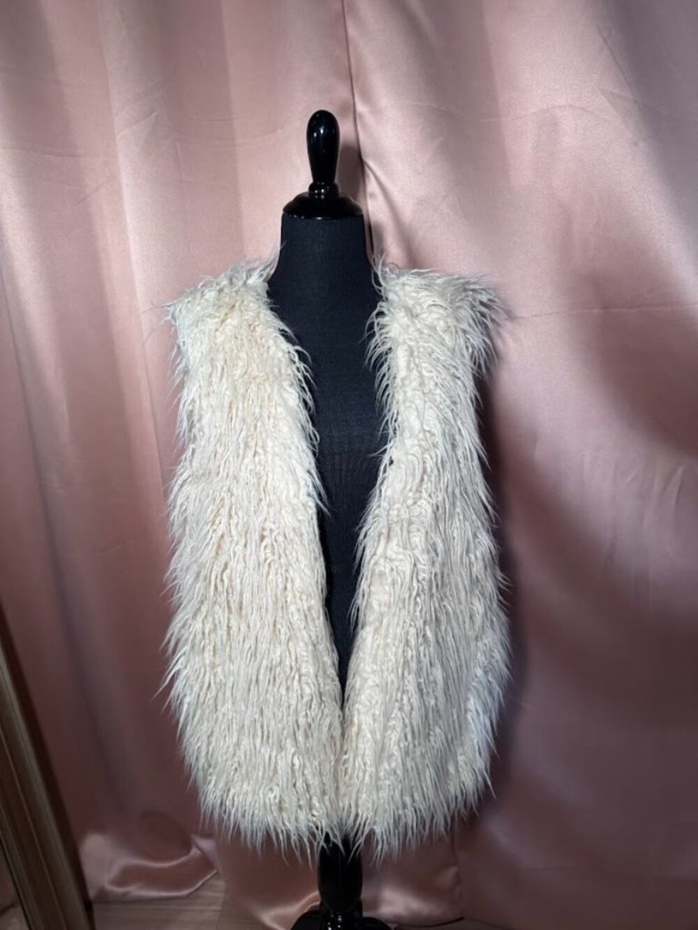 Faux Fur Vest Shaggy Sleeveless Gilet Winter Y2K Boho Festival Women's Sz M EUC